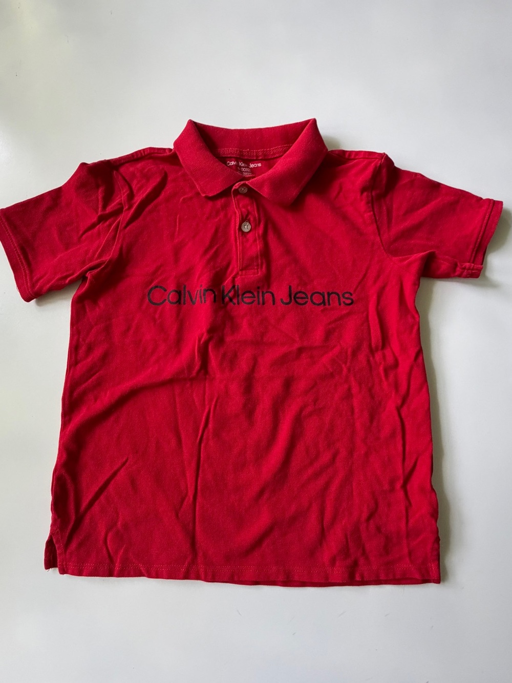 Calvin‎ Klein Kids Boys' Red Short Sleeve Solid Polo Size M (10/12)